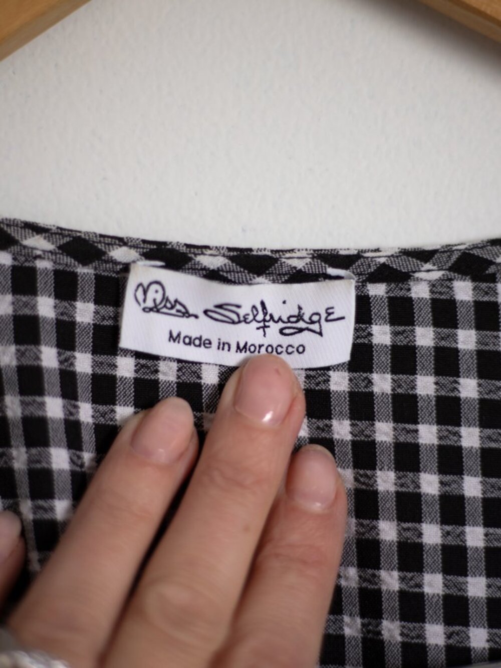 Black White Gingham Puff Sleeve Mini Dress | Ruffle Bib Collar | Size 6 - Picture 5 of 12